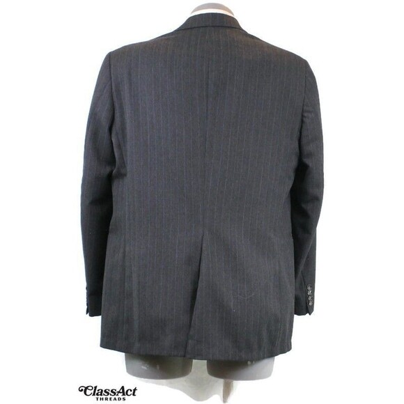 Greystone LTD Men's 2 Pc Suit Gray Striped 2 Btn 44L Pleated Fronts 38" Waist - Picture 8 of 9